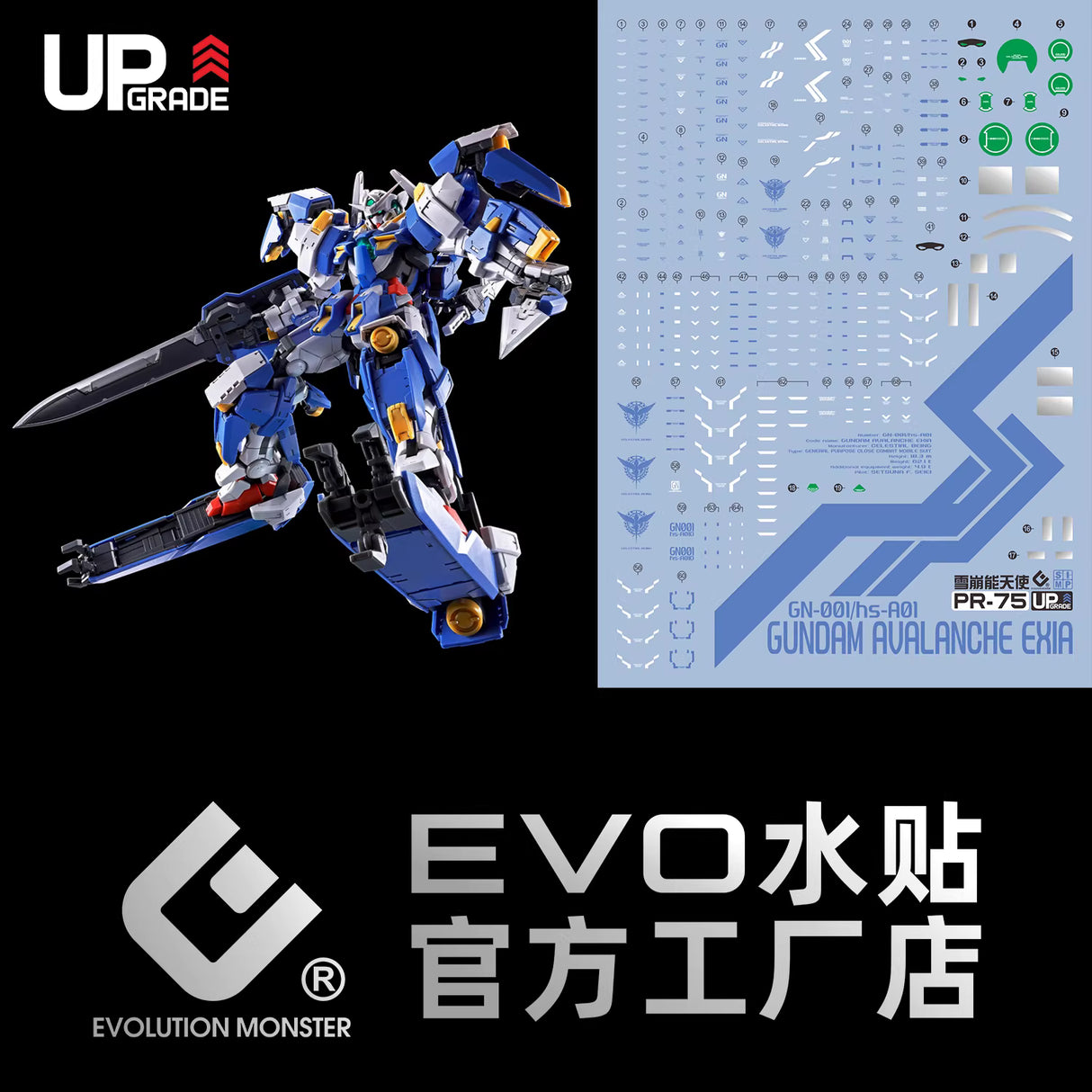 EVO E-r75 RG Avalanche-Exia Gundam UV Evolution Studio Decals