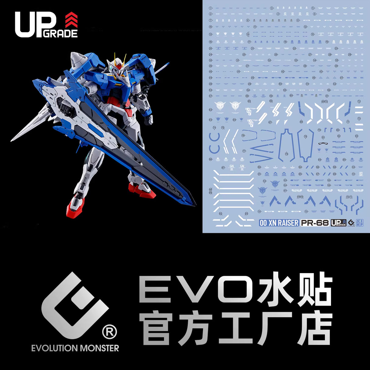 EVO E-r68 RG 00 XN RAISER Gundam UV Evolution Studio Decals