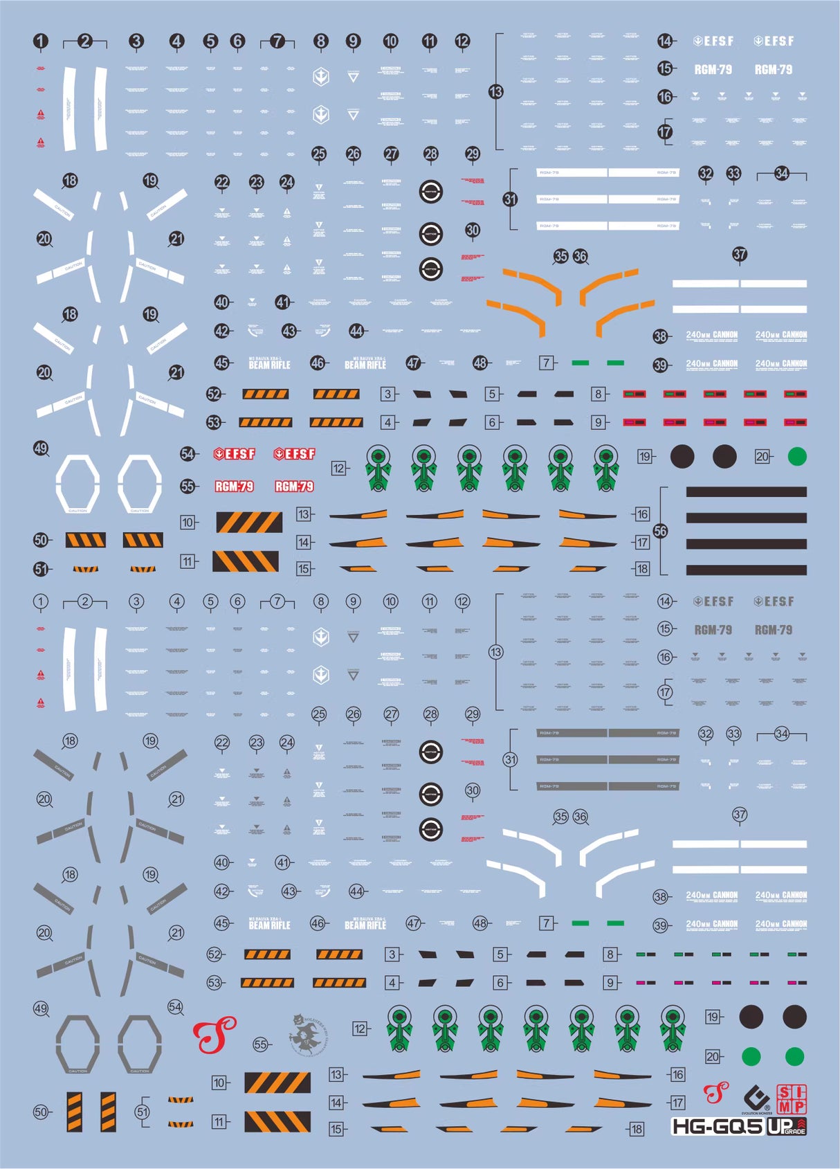 EVO - E-HG GQ-5 (UV) HG GQuuuuuuX Light-type Guncannon Evolution Studio Decals