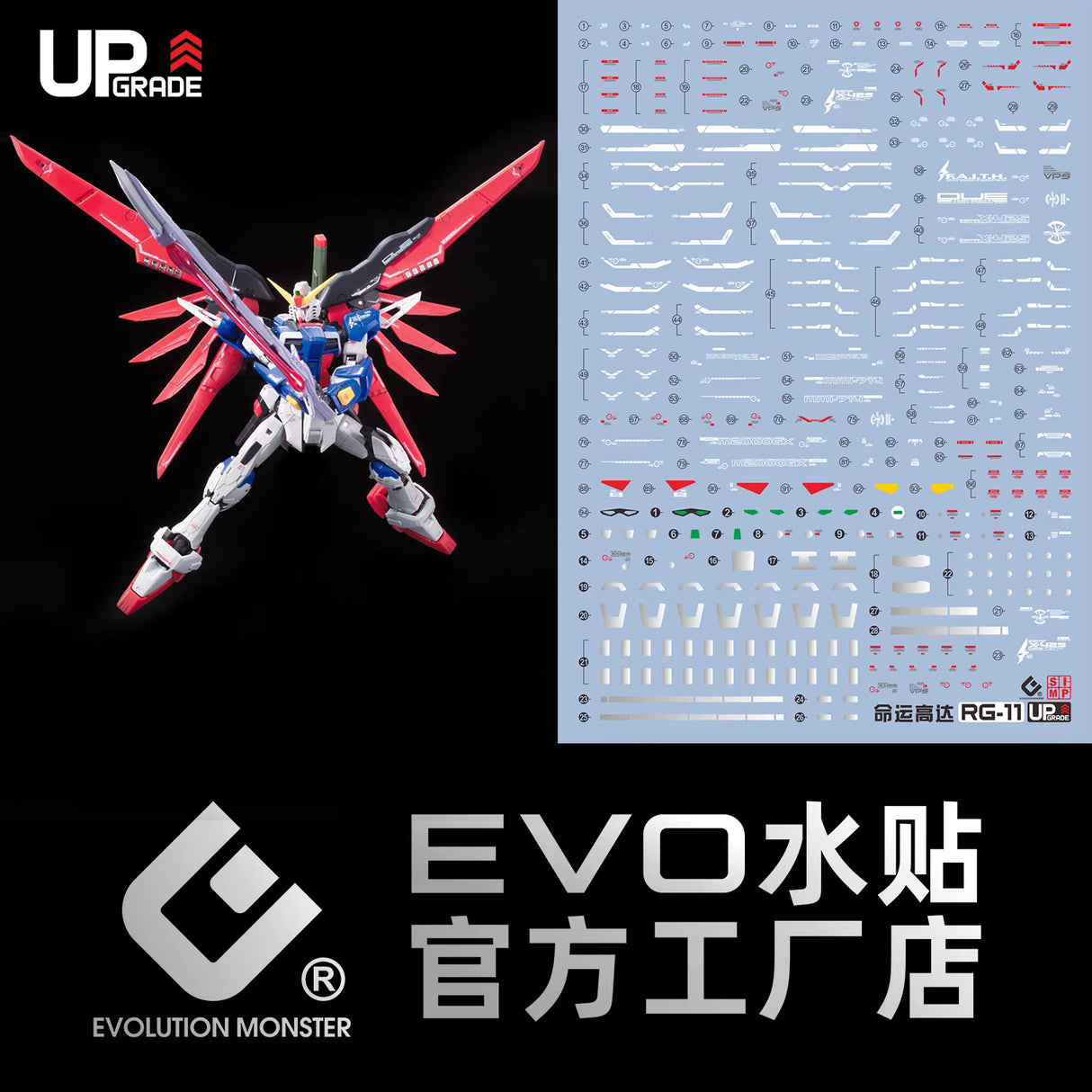 EVO - E-RG11 RG Destiny Gundam UV Evolution Studio Decals