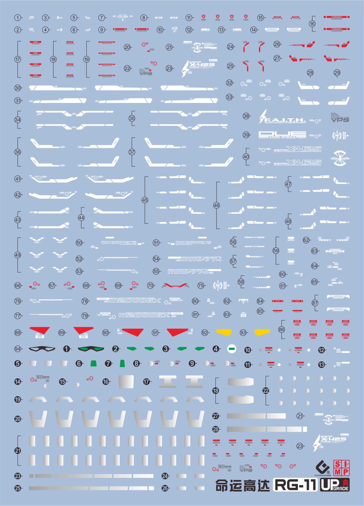 EVO - E-RG11 RG Destiny Gundam UV Evolution Studio Decals