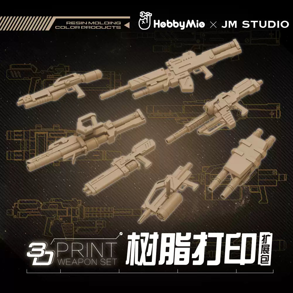 HobbyMio X JM Studio Sci-Fi Weapon Set (3D Printed) – 1/144 & 1/100 Compatible