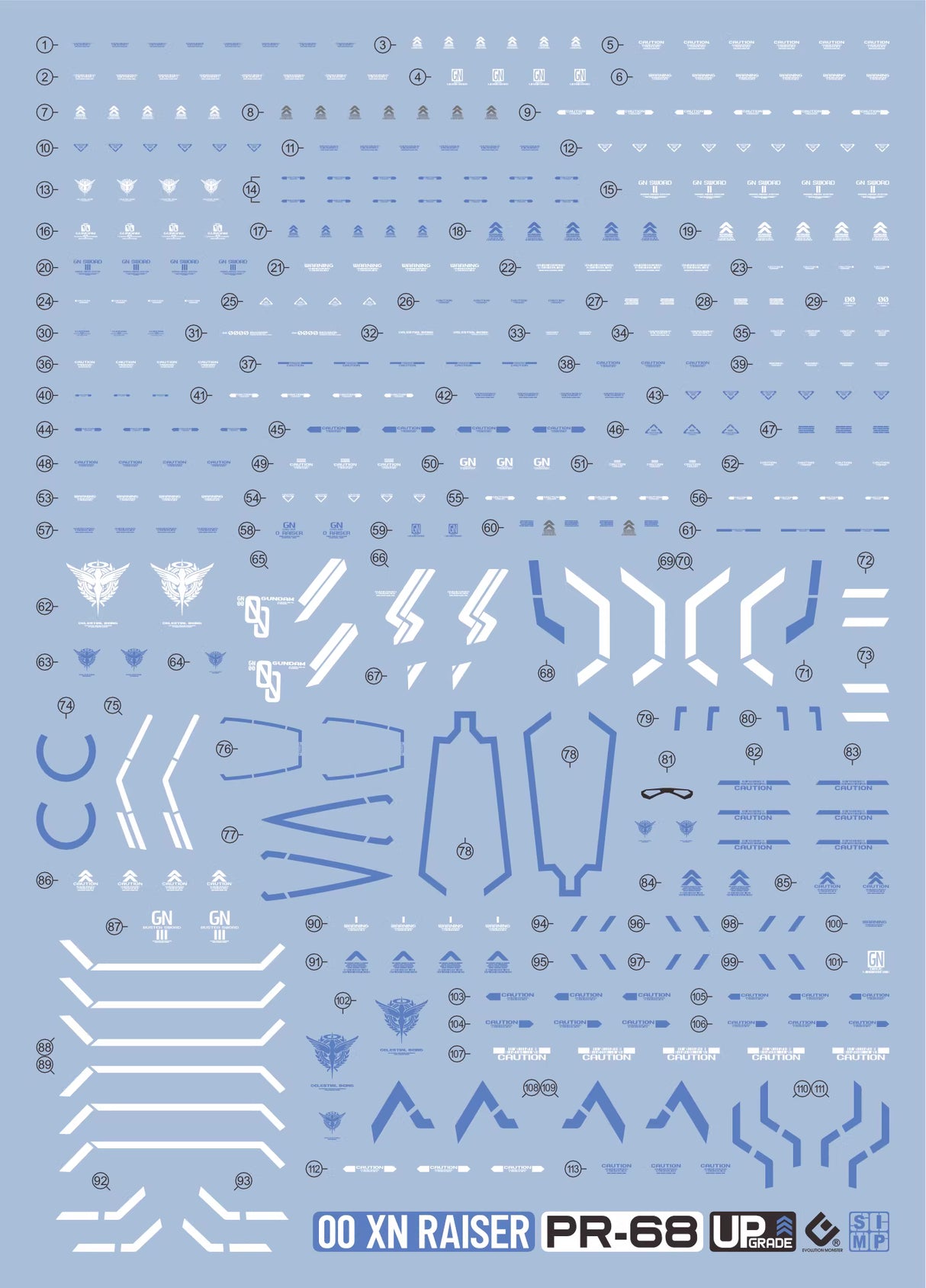 EVO E-r68 RG 00 XN RAISER Gundam UV Evolution Studio Decals