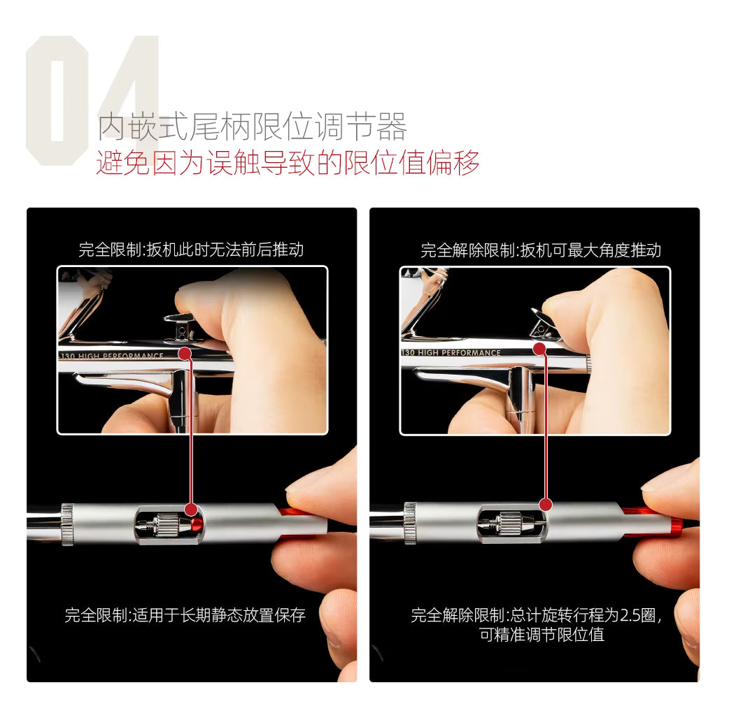 HobbyMio HM-130HP High Performance Airbrush with 0.3MM Quick Disassembly Nozzle