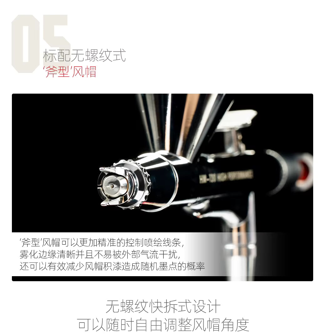 HobbyMio HM-130HP High Performance Airbrush with 0.3MM Quick Disassembly Nozzle