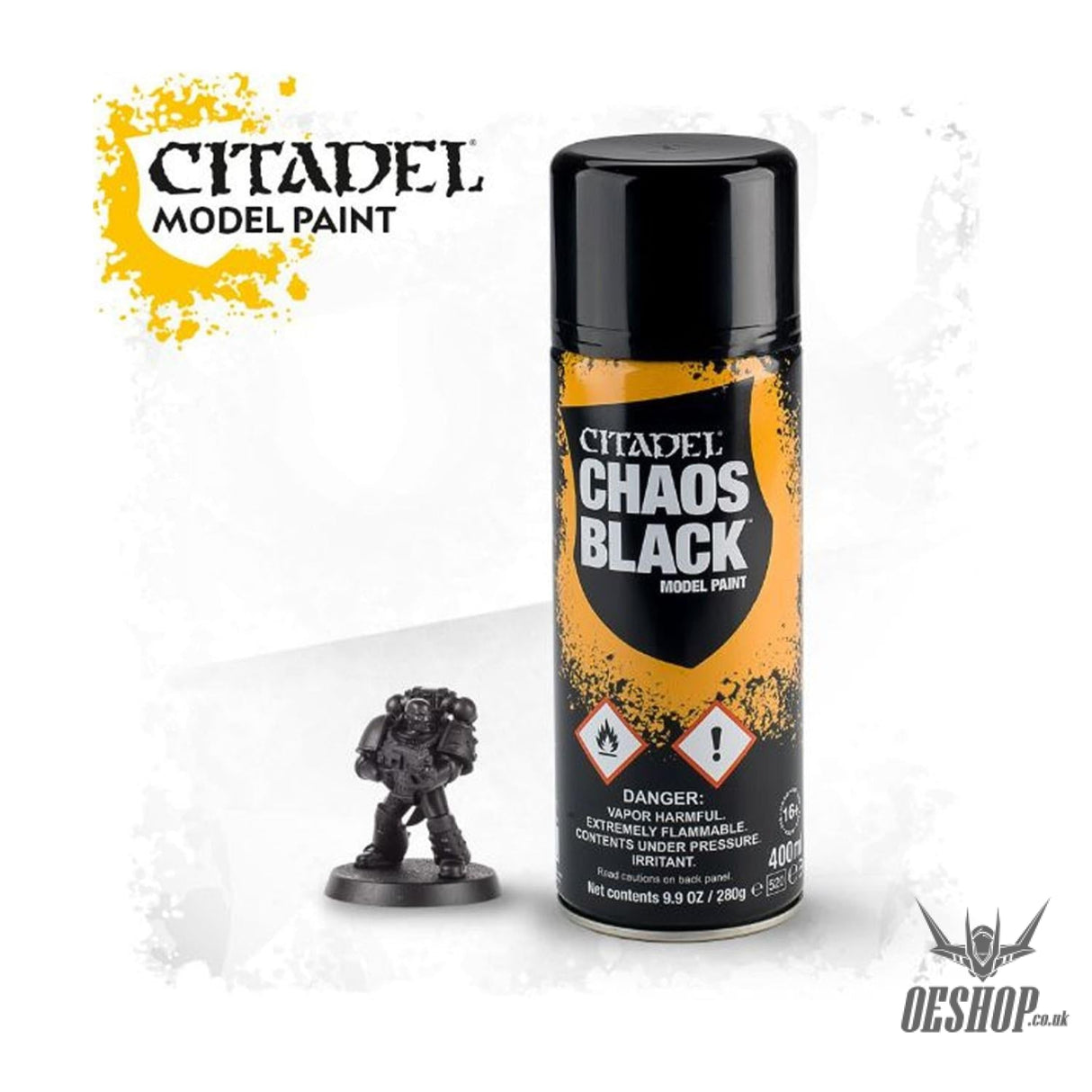 Citadel Spray Paint: Chaos Black 400ml 62-02 Painting Consumables