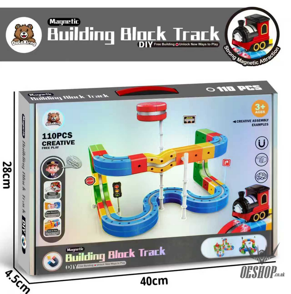 DeLeXiong DD1016 Magnetic Building Block Track Set – Barnyard Steam Train (110PCS) - Toys