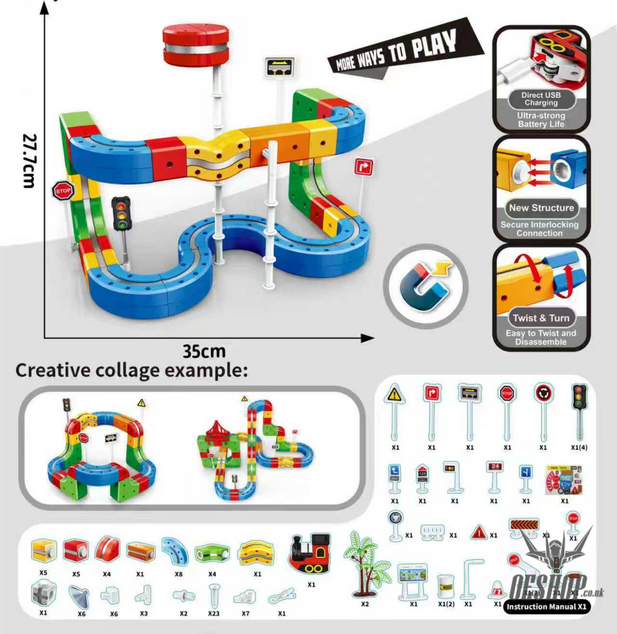 DeLeXiong DD1016 Magnetic Building Block Track Set – Barnyard Steam Train (110PCS) - Toys