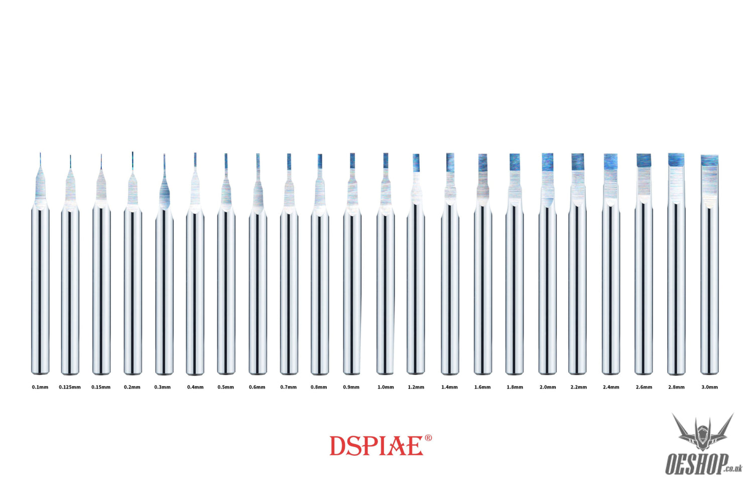 Dspiae Pb 0.1Mm~3.0Mm Tungsten Steel Push Broach (Chisel) Shank Dia: 3.175Mm
