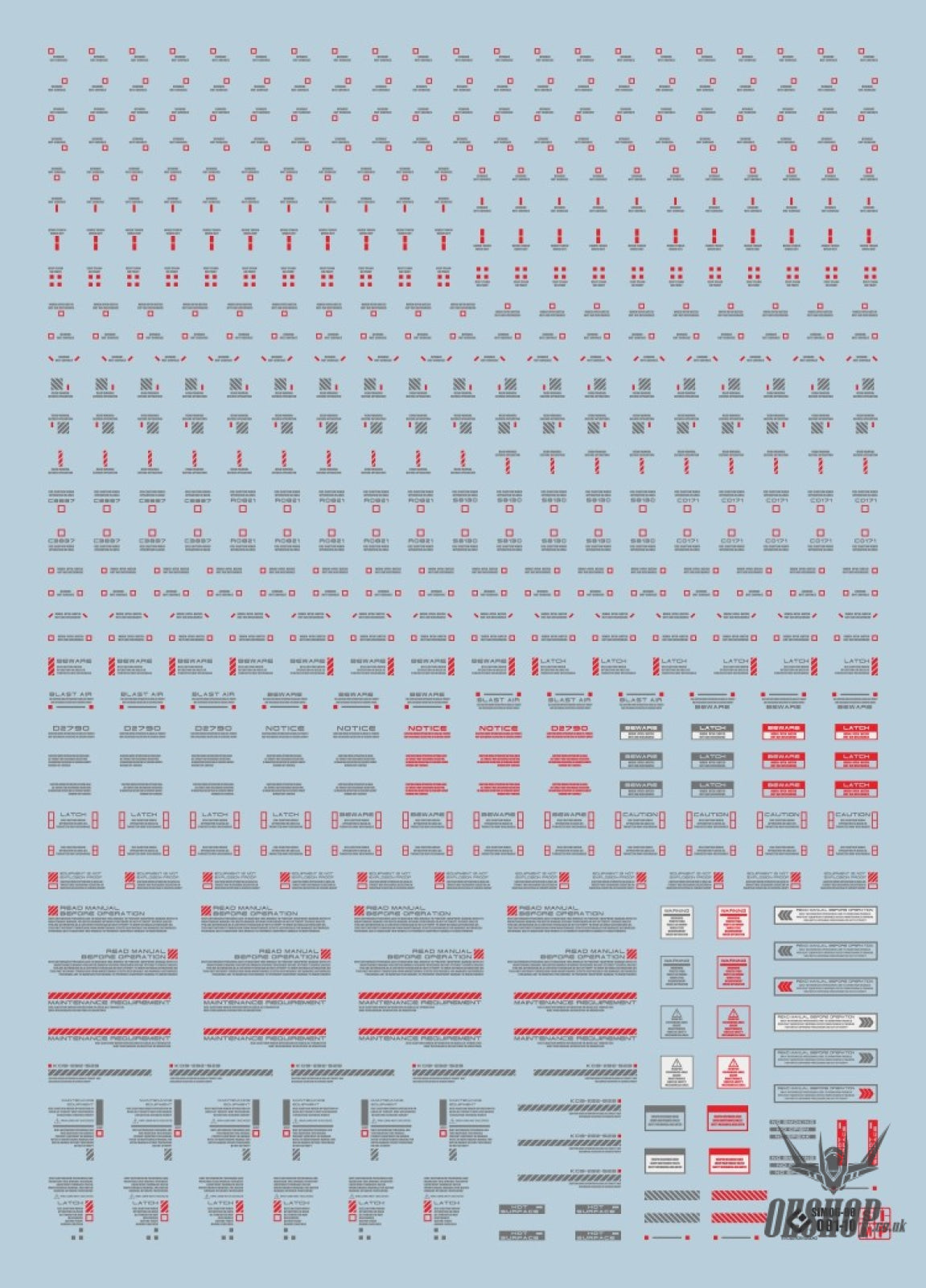 Evo 1/100 General Uv Fluorescent Rb01 Evolution Studio Decals Rb01-10 Red/dark Gray