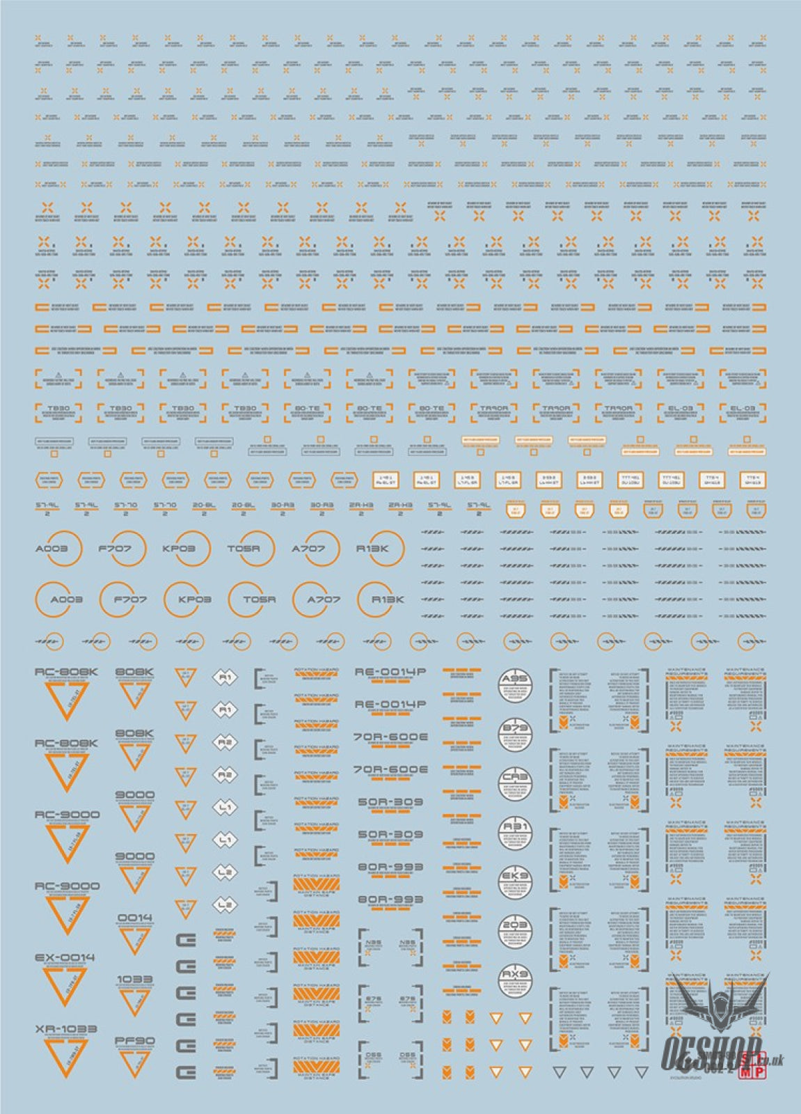 Evo Rb01 Rb02 Nc05 1/100 General Uv Fluorescent Evolution Studio Decals Rb02-2 Orange-Darkgray