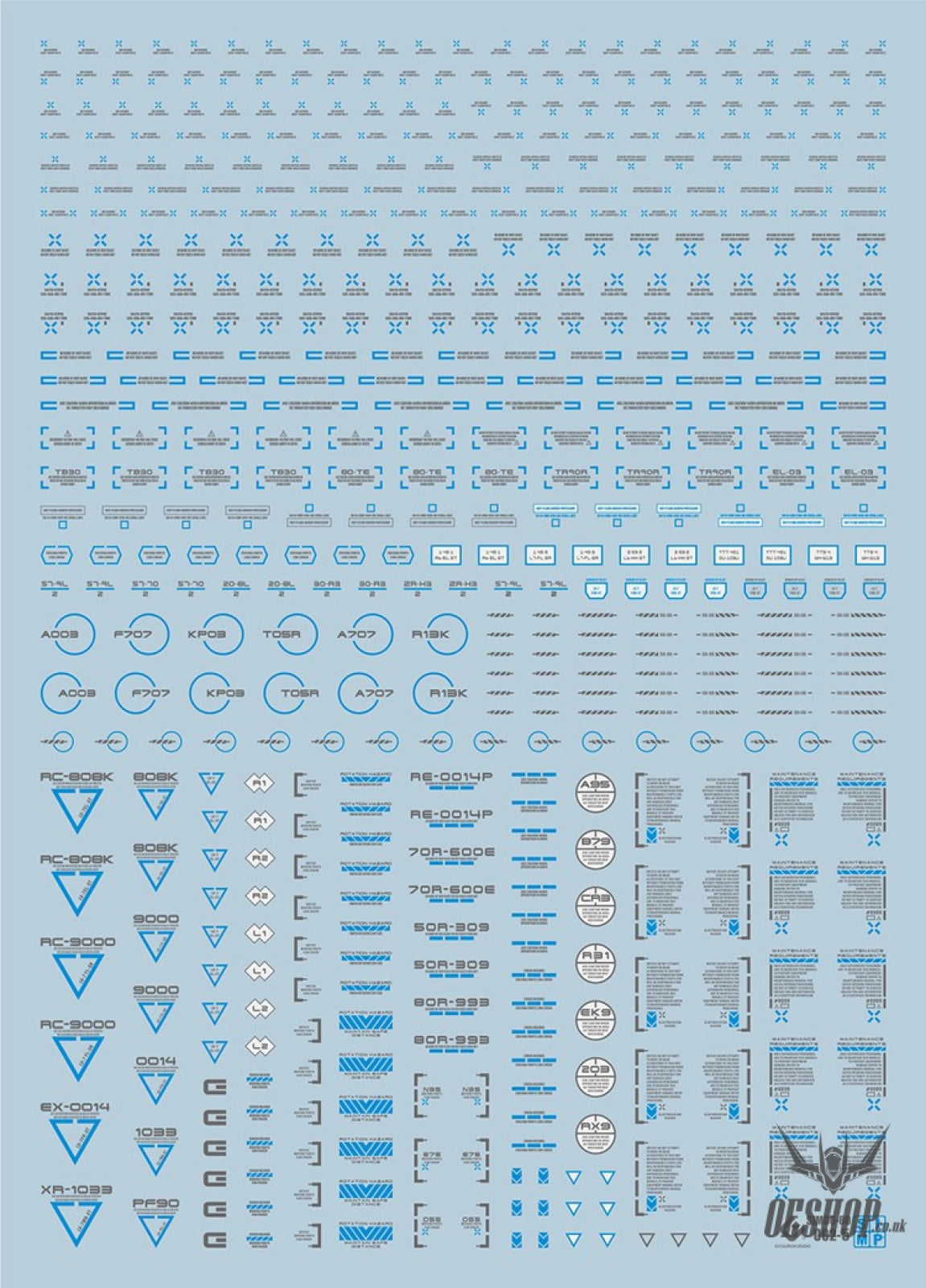 Evo Rb01 Rb02 Nc05 1/100 General Uv Fluorescent Evolution Studio Decals Rb02-5 Blue-Darkgray