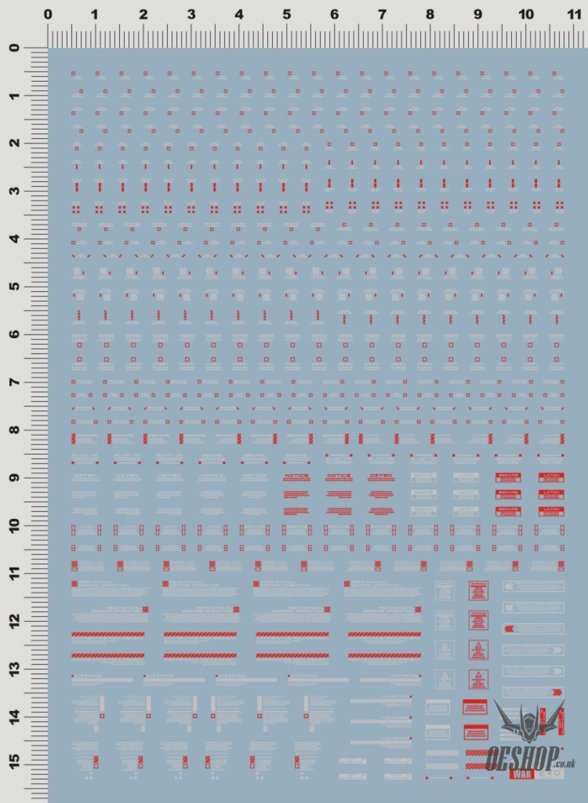 Evo 1/100 General Uv Fluorescent Rb01 Evolution Studio Decals Rb01-9 Red/white