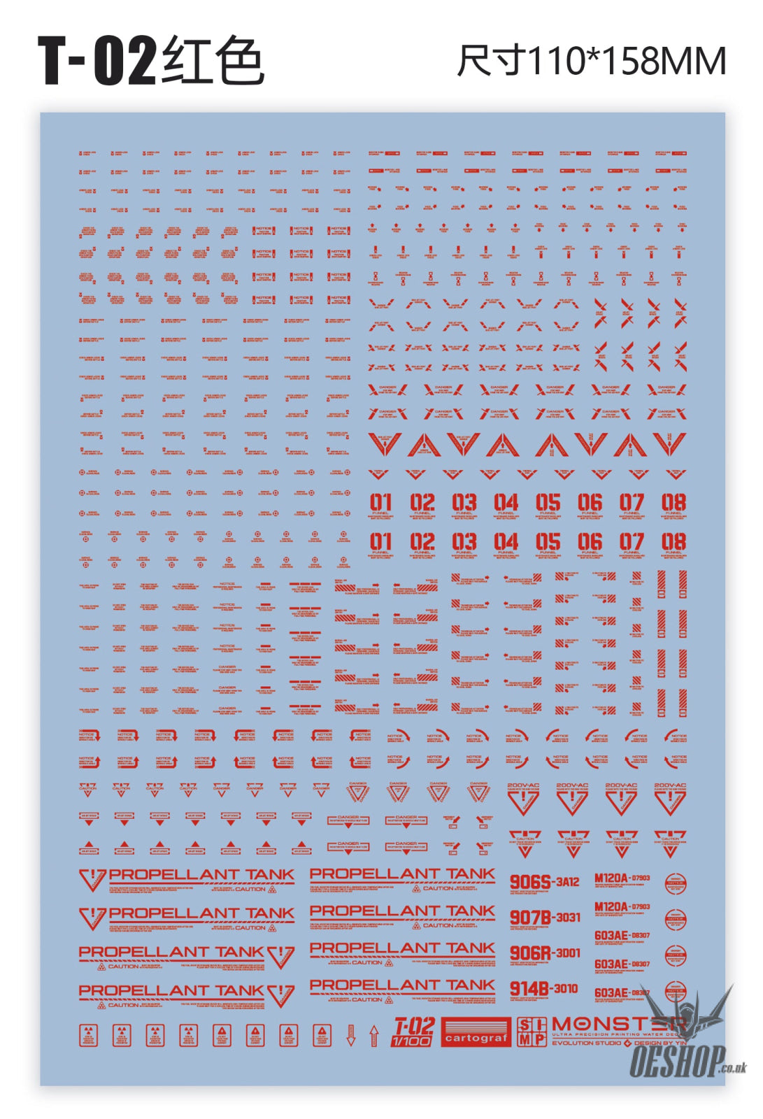 Evo 1/100 Monster Series Ultra High Definition Universal General Decals Evolution Studio