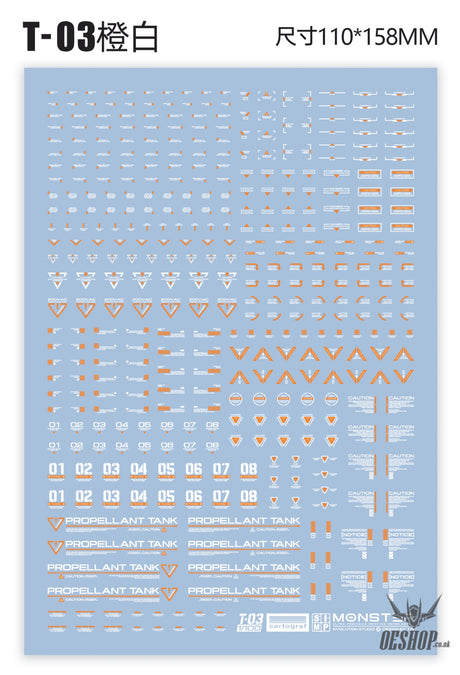 Evo 1/100 Monster Series Ultra High Definition Universal General Decals Evolution Studio T03 -
