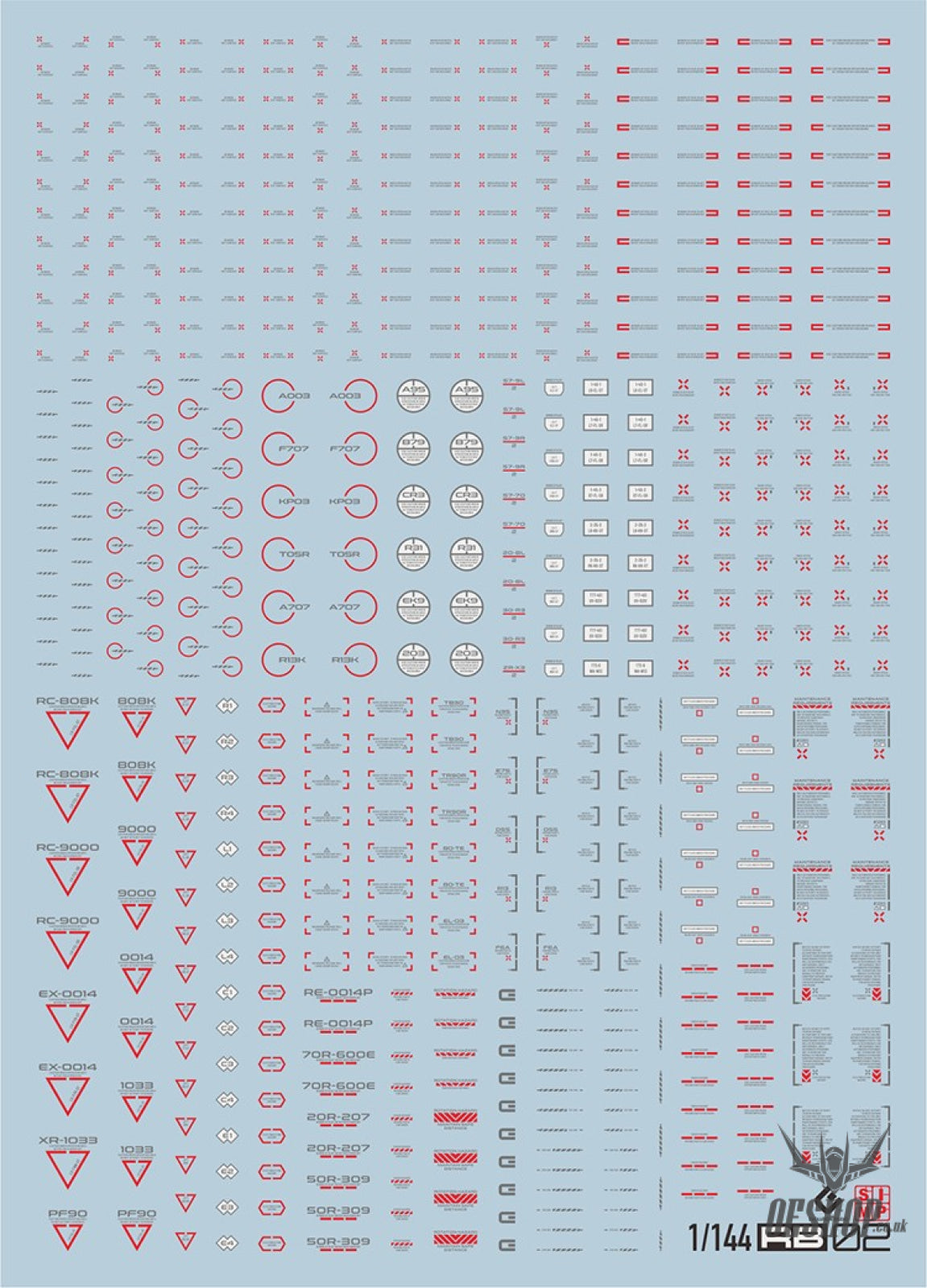 Evo Rb01 Rb02 Nc06 1/144 General Uv Fluorescent Evolution Studio Decals Rb02-1S Red-Darkgray
