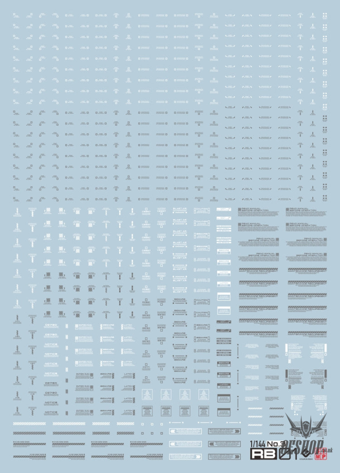 Evo Rb01 Rb02 Nc06 1/144 General Uv Fluorescent Evolution Studio Decals Rb01-3S White&gray
