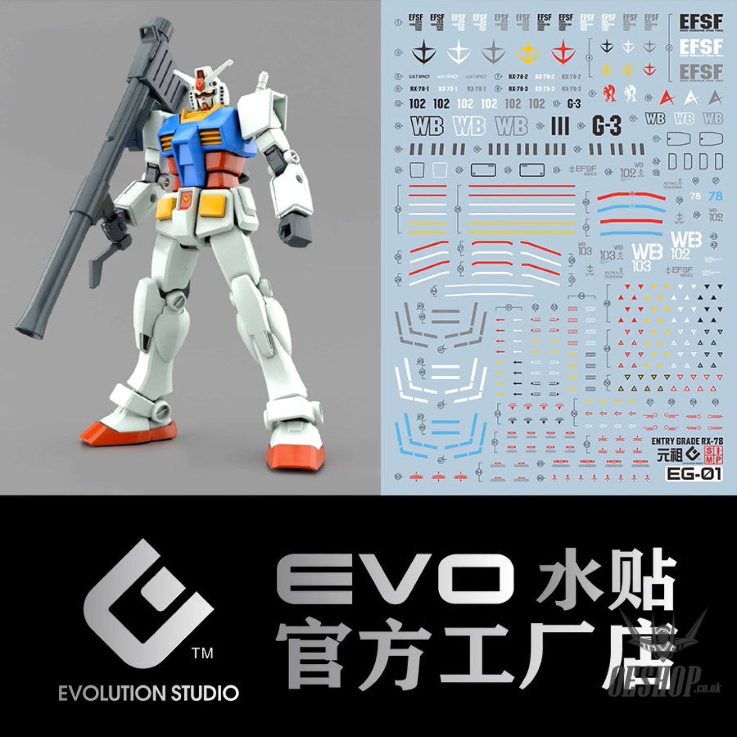 Evo E-Eg01 Eg Rx-78-2 Gundam Uv Evolution Studio Decals