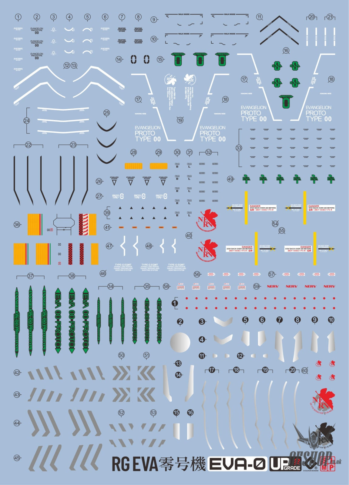EVO E-EVA00 Eva Evangelion Unit 00 DX UV Evolution Studio Decals Decals