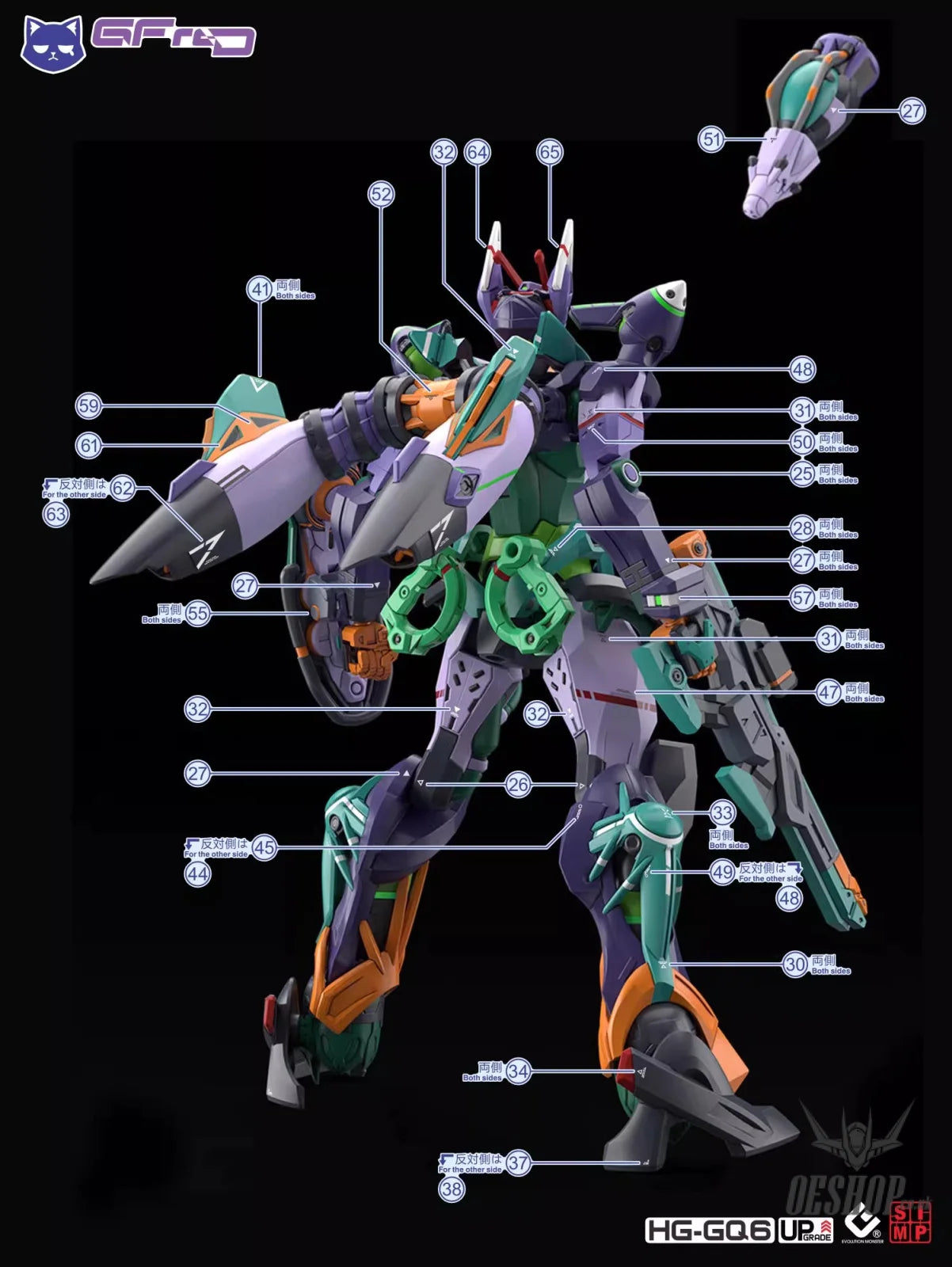 EVO - E-HG GQ-6 (UV) HG GQuuuuuuX Gundam GFreD Evolution Studio Decals - Decals