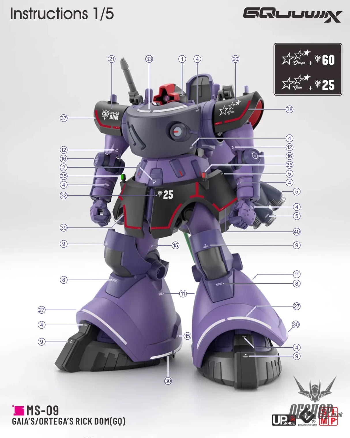 EVO - E-HG GQ-8 (UV) HG RICK DOM(GQ) Evolution Studio Decals Decals