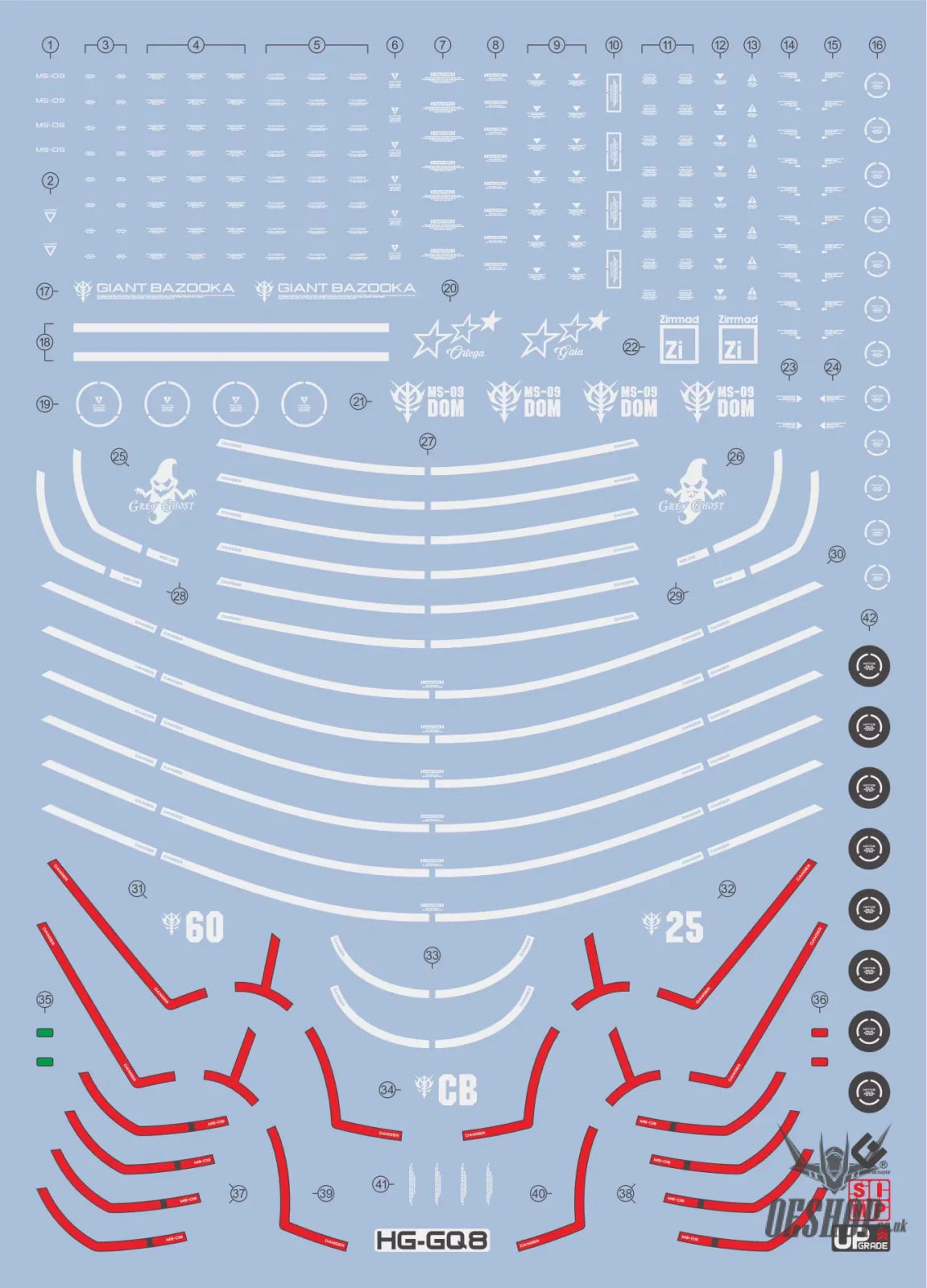 EVO - E-HG GQ-8 (UV) HG RICK DOM(GQ) Evolution Studio Decals Decals