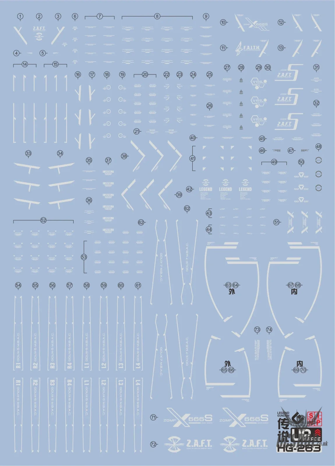 EVO - E-HG263 (UV) HG Legend Gundam Evolution Studio Decal - Decals
