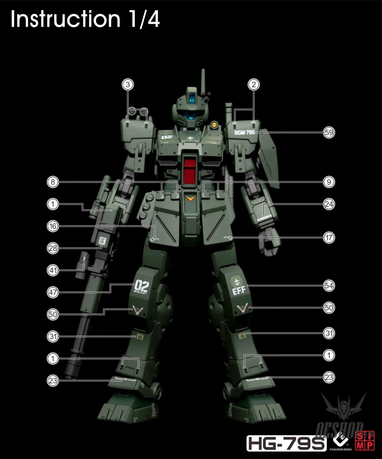 EVO - E-HG79S (UV) HG RGM-79S GM-Spartan Evolution Studio Decals Decals