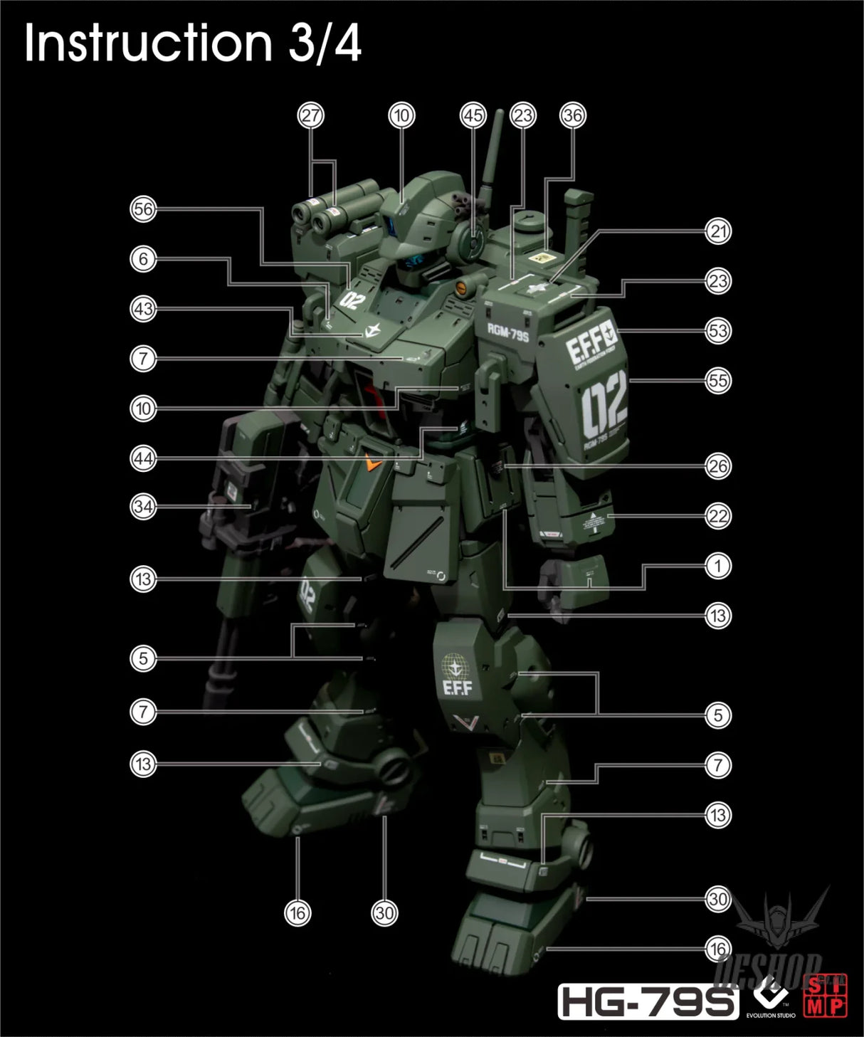 EVO - E-HG79S (UV) HG RGM-79S GM-Spartan Evolution Studio Decals Decals