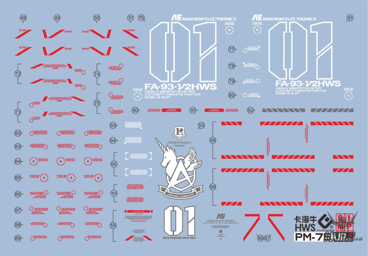 EVO - E-m075 (UV) MG RX93-V2 Hi-ν-Gundam Evolution Studio Decals Decals
