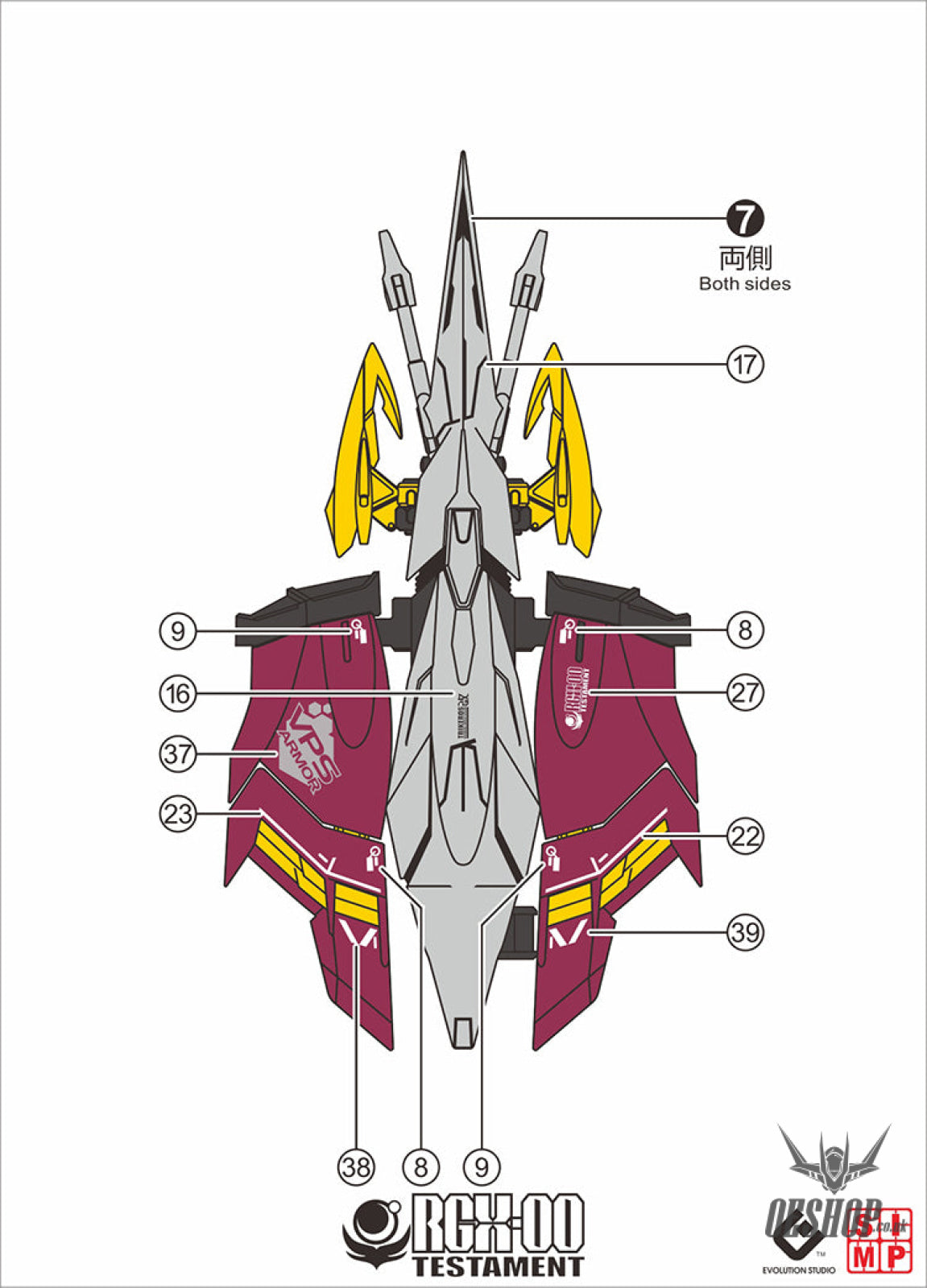 Evo - E-M169 (Uv) Mg Zgmfx12A Testament Gundam Evolution Studio Decals