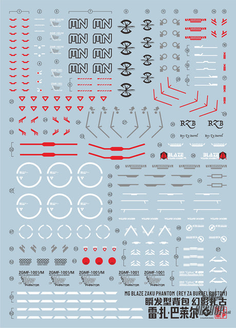 Evo - E-M182 (Uv) Mg Blaze Zaku Phantom (Rey Za Burrel Custom) Evolution Studio Decals