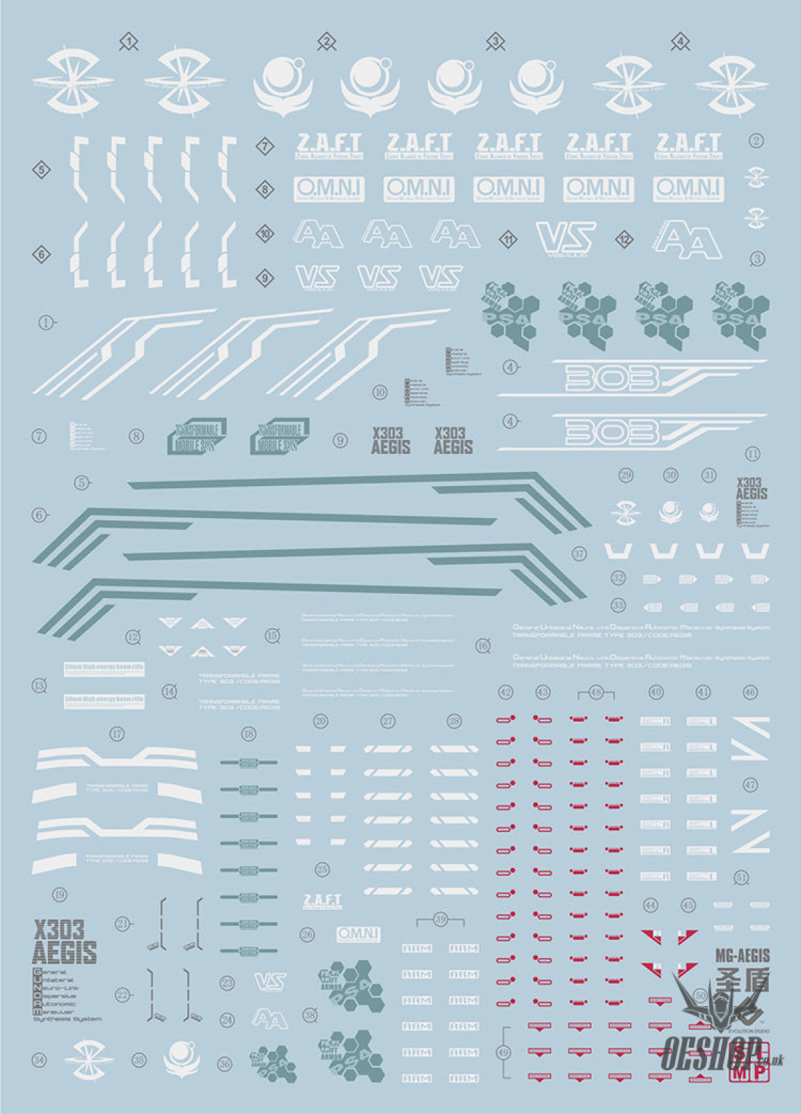 Evo - E-Mg160 (Uv) Mg Aegis Gundam Gat-X303 Evolution Studio Decals