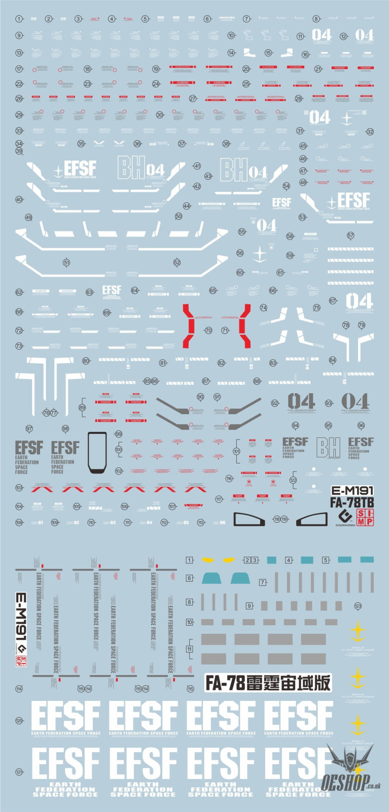 Evo - E-Mg191 (Uv) Mg Full Armor Rx-78 (Thunderbolt) Evolution Studio Decals