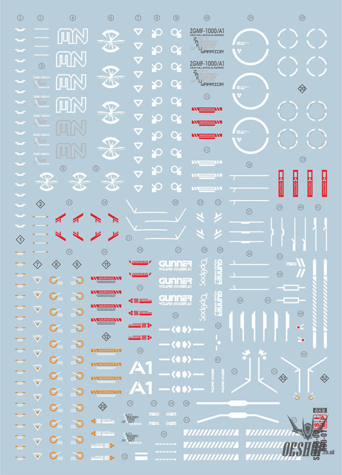 Evo - E-Mg209 (Uv) Mg Gunner Zaku Warrior Evolution Studio Decal Decals