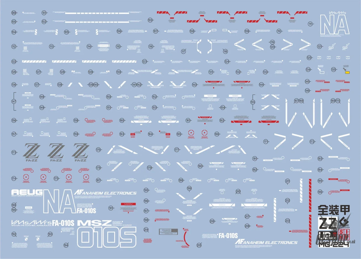 EVO - E-MG224 (UV) MG Full Armor Enhanced ZZ Gundam Evolution Studio Decals - Decals