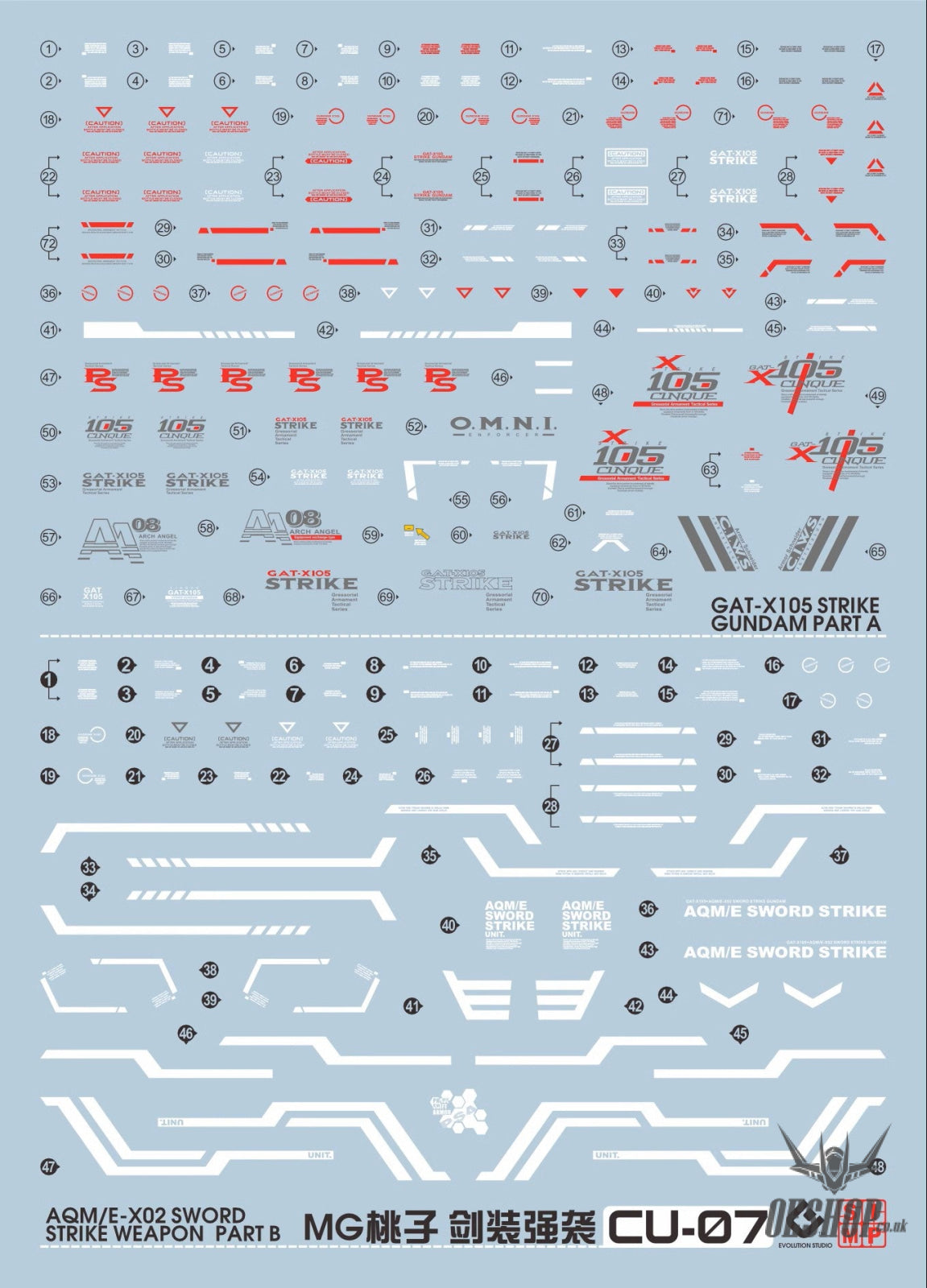 EVO - E-MGCU07 (UV) MG MOMOKO Sword Strike Gundam Evolution Studio Decals Decals