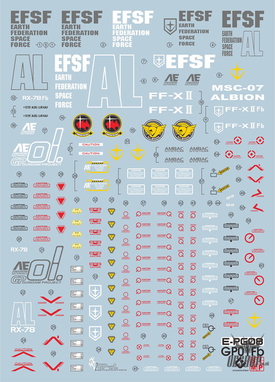 Evo - E-Pg08 (Uv) Pg Gundam Gp01Fb Evolution Studio Decals