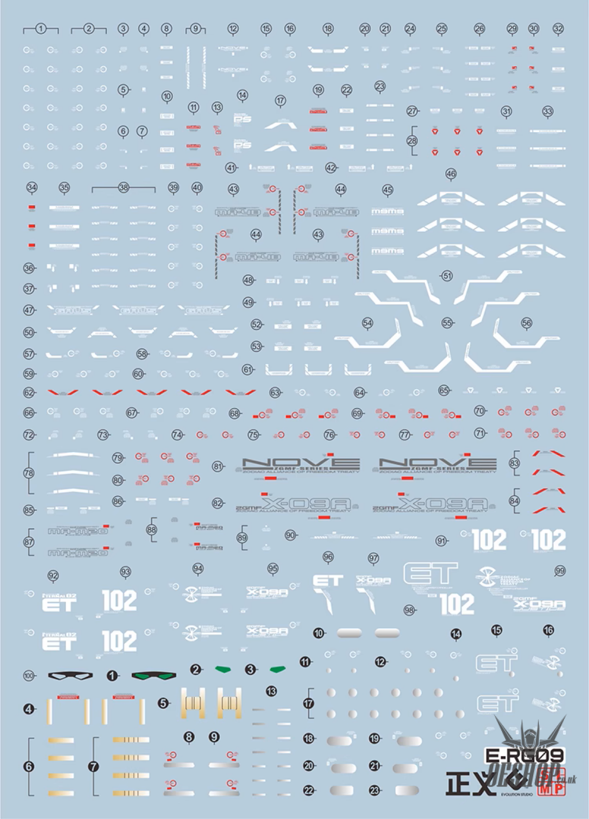 Evo - E-Rg09 Rg Justice Gundam Evolution Studio Decals