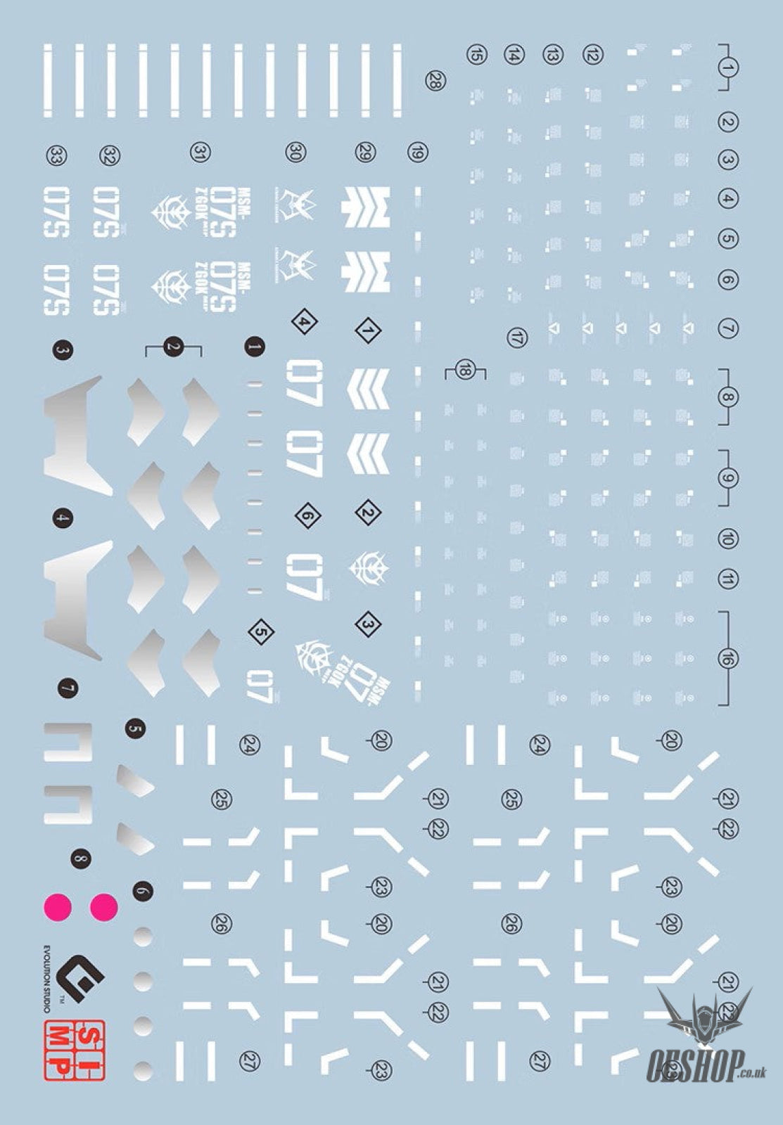 EVO E-RG16 RG Z’Gok(Char’s&Mass Productive) UV Evolution Studio Decals Decals