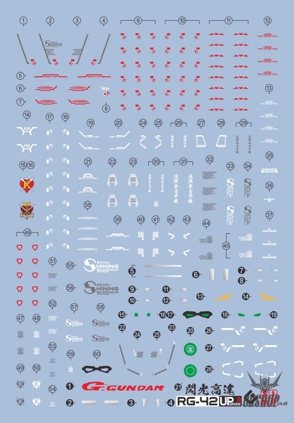 EVO - E-RG42 RG Shining Gundam UV Evolution Studio Decals - Decals