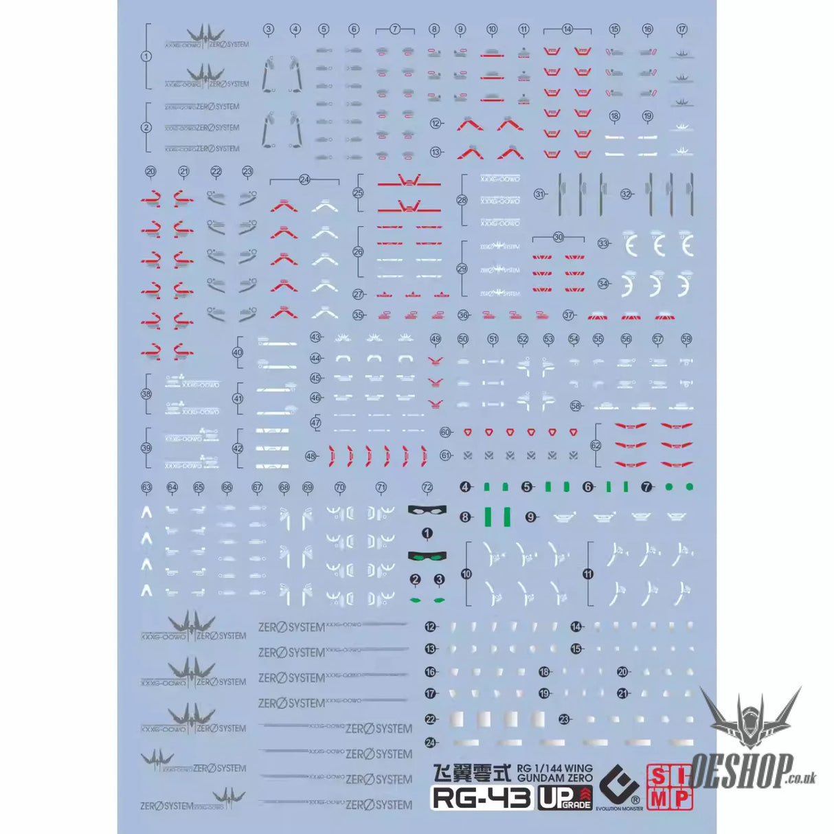 EVO E-RG43 RG Wing Gundam Zero UV Evolution Studio Decals Decals