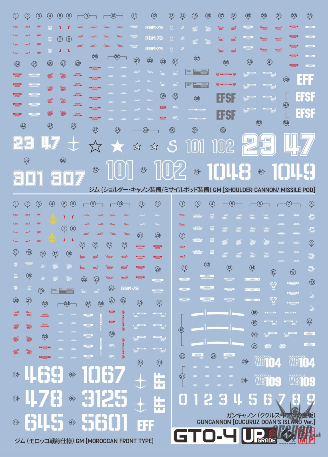 EVO - HG-G04 (UV) HG GTO-4 GM (Shoulder Cannon/Missile Pod) Evolution Studio Decals Decals