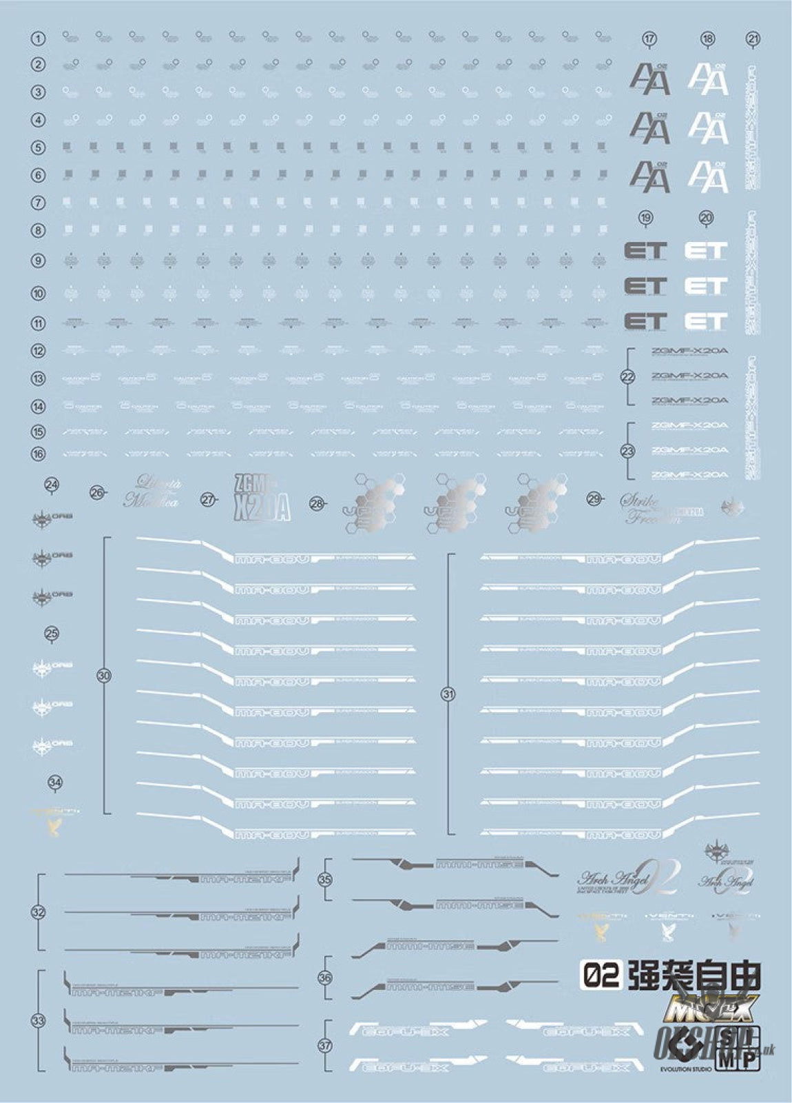 EVO - MGEX-02 MGEX Strike Freedom Evolution Studio Decals Decals