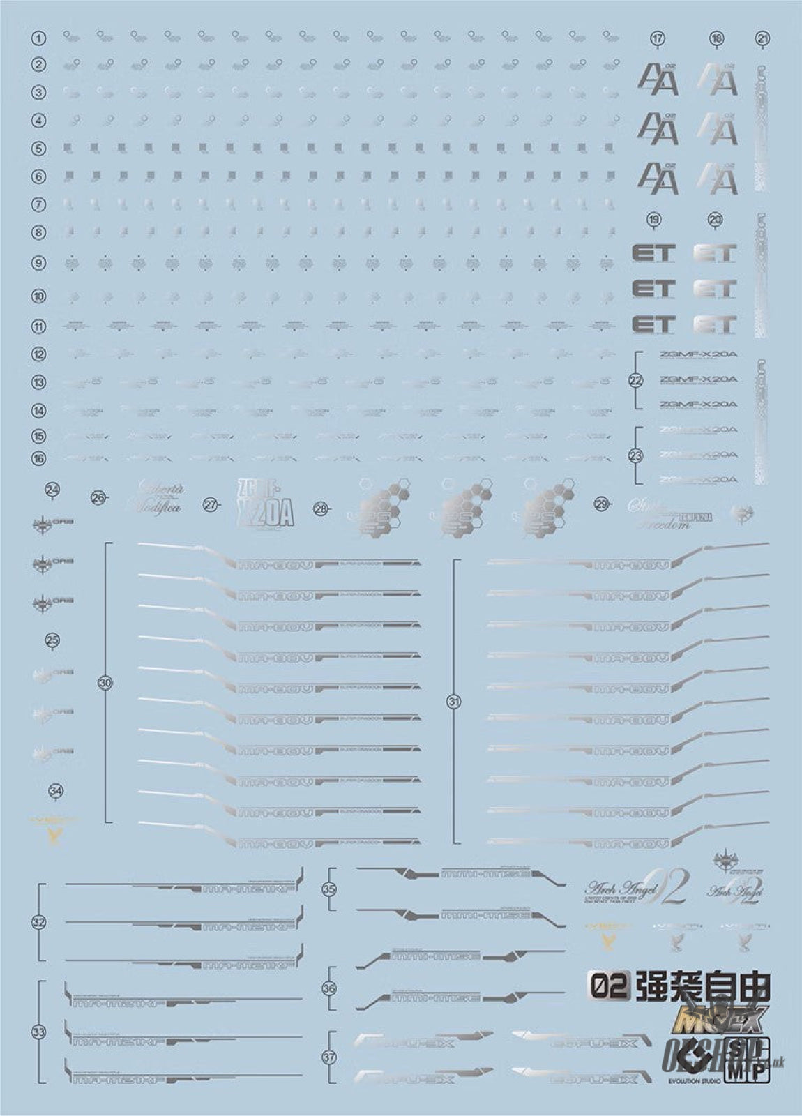 EVO - MGEX-02 MGEX Strike Freedom Evolution Studio Decals Decals