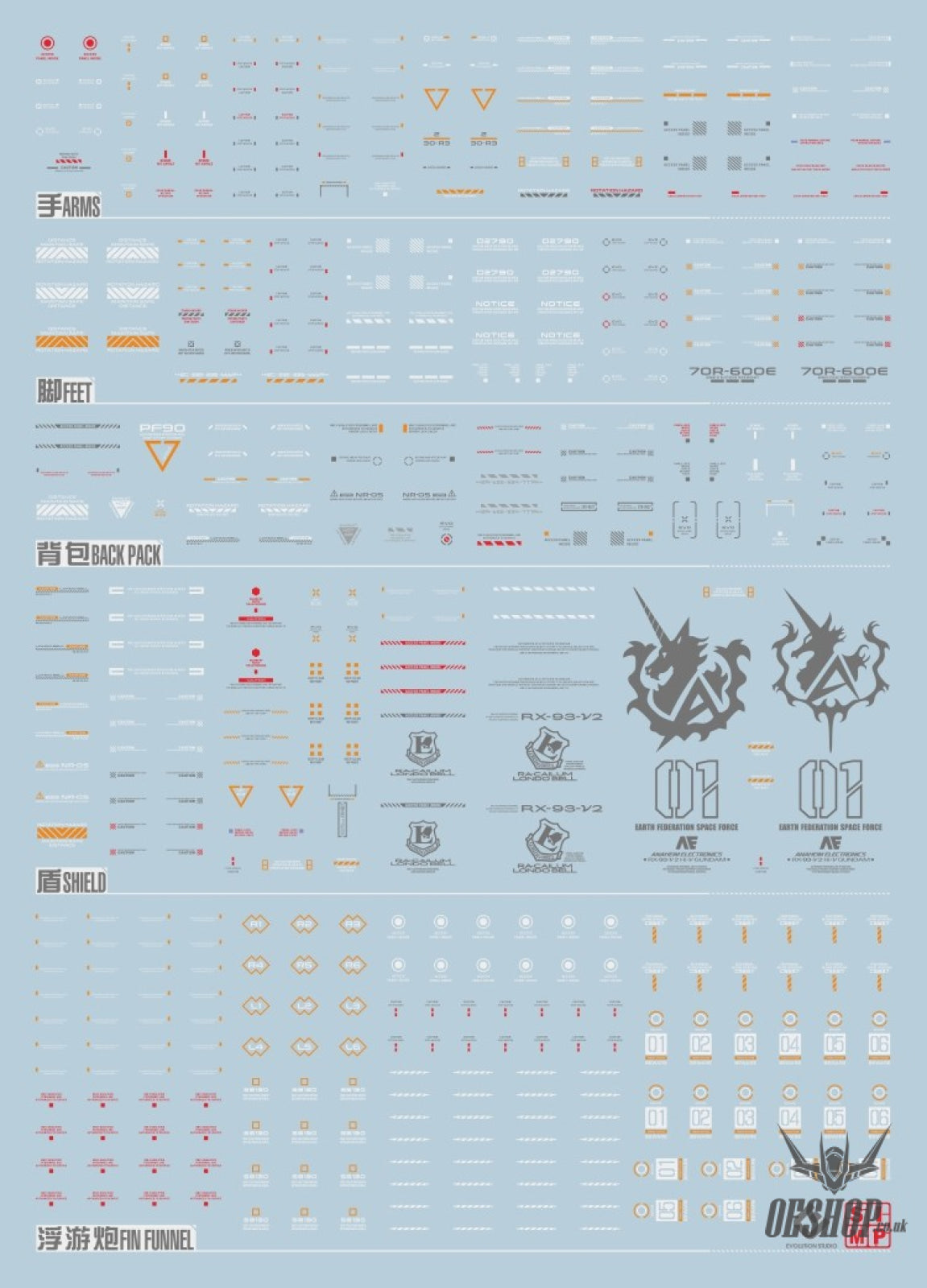 EVO - YJL 1/100 RX-93-v2 Hi-v Gundam Conversion Kit GK-1 Evolution Studio Decals Evolution Studio 10.46 OEShop