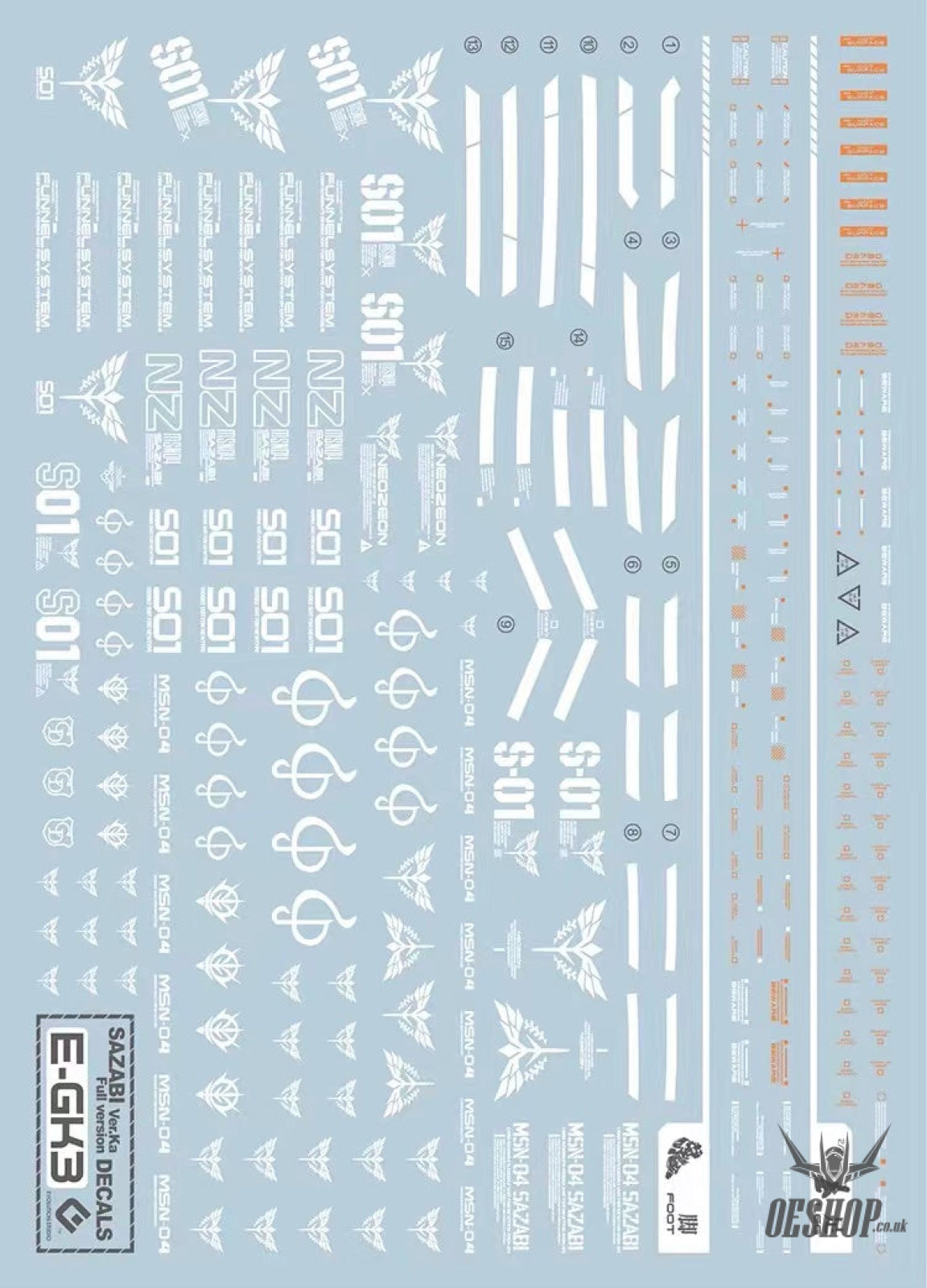 Evo - Gk-3 (Uv) Mg Sazabi (For Gk) Evolution Studio Decals