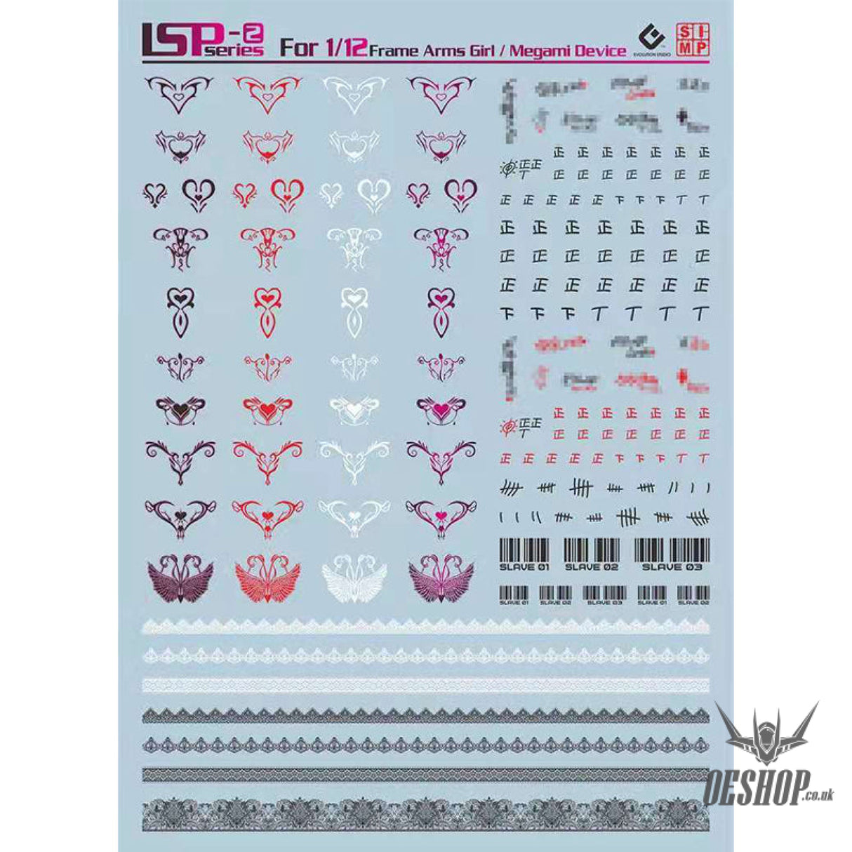 EVO - SP-LSP 1/12 Frame Arms girls/ Megami Device Evolution Studio Decals SP-LSP-2 Decals