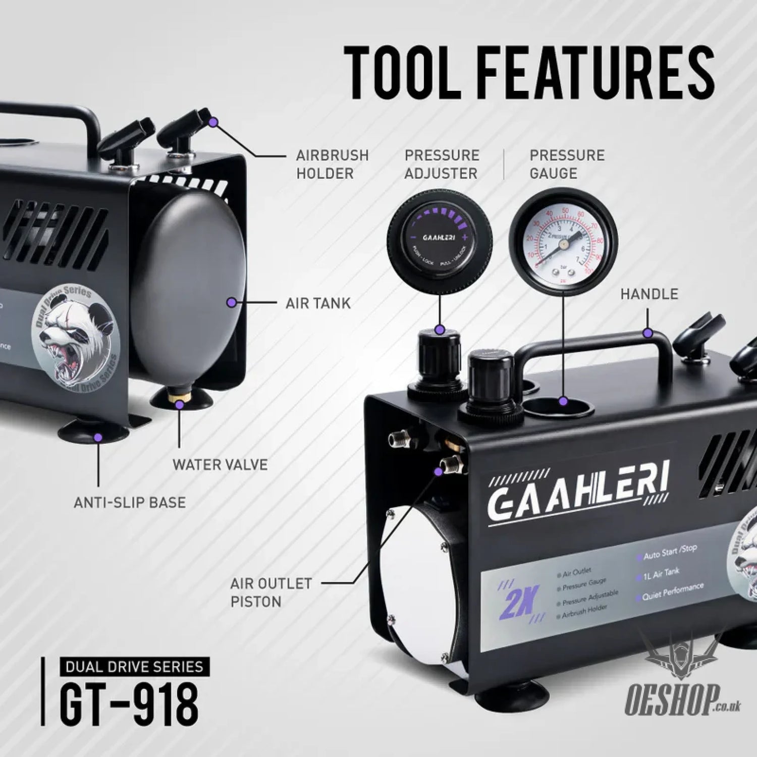 Gaahleri Dual Drive Series Airbrush Air Compressor GT-918 Compressor
