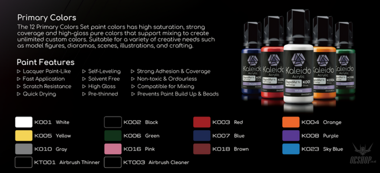 Gaahleri Kaleido ColorWorks 12 Primary Colors Set - Painting Consumables